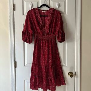 Max Studio Red Floral Midi Dress